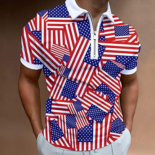 חולצות פולו דגל אמריקאי אמריקאי 4 ביולי חולצות טייט פטריוטיות בקיץ שרוול קצר שרוול קצר וינטג 'פולו