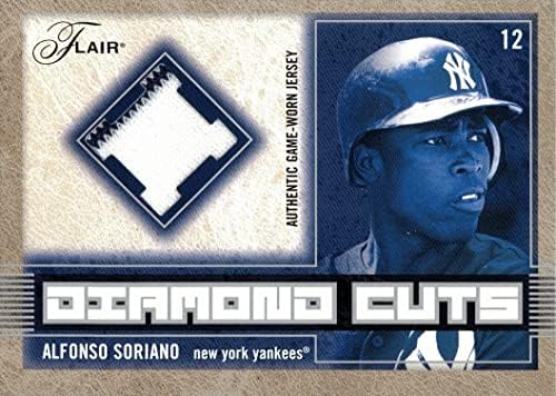2003 Fleer Flair Diamond Cuts DC-AS AS Alfonso Soriano Game Worked Yankees Jersey כרטיס בייסבול