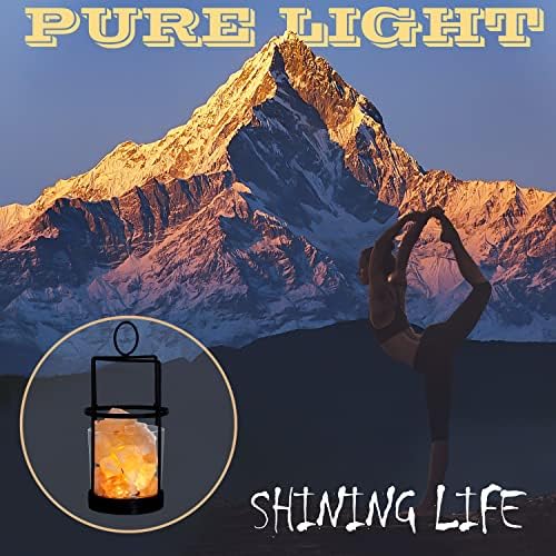 מנורת מלח של Sunya Himalayan - סל מתכת עם ידית, 5 נורות LED מנורת מלח סלע ורוד - אור לילה עם כבל כוח USB. חבילת