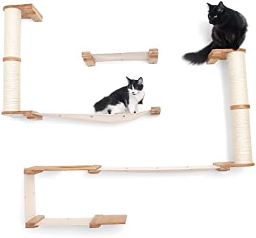 קטסטרופלי יצירות חתול גשר טרקלין-קיר חתול מגדל עם 1 גשר למעלה & מגבר; 2 בד חתול ערסלים-קיר רכוב חתול עץ לחתולים מקורה-חסון
