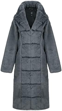 HTHLVMD נשים מעיל פרווה פו עבה עם מעיל מעיל פארק עם מעיל שרוול ארוך בחורף מעיל M-5XL ז'קט