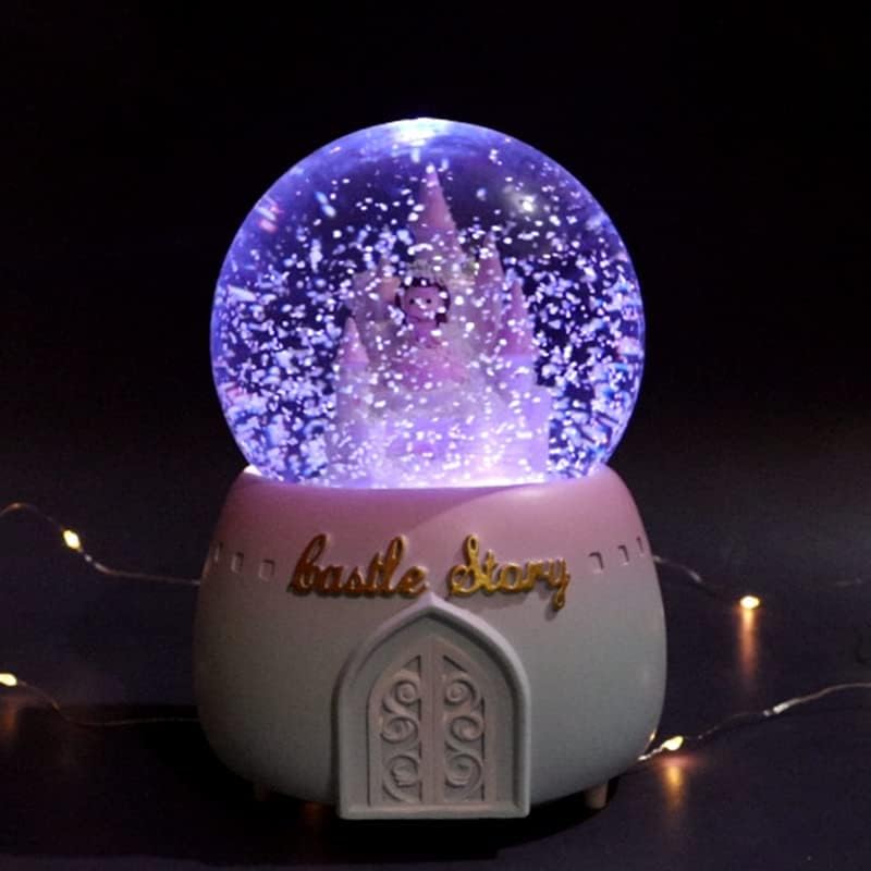 אורות יצירתיים של לוקו צפים פתיתי שלג בתוך סיבוב טירת הנסיכה זכוכית כדורי קופסת מוסיקה קופסת יום הולדת מתנה
