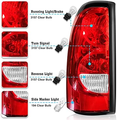 2003-2006 החלפת שברולט סילברדו סגנון רובי אדום פנסים אחוריים אחורי בלם מנורת הרכבה עם הנורה ולרתום סט-נוסע ונהג