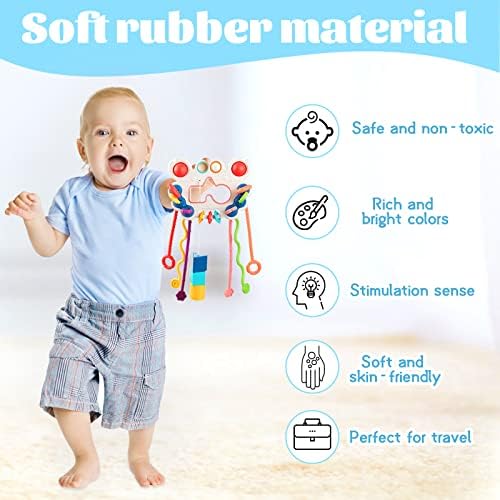 צעצועים של מונטסורי לתינוקות 6-12 חודשים, צעצועים לפעילות מיתרים של סיליקון, צעצועים חושיים לפעוטות 1-3, צעצועים