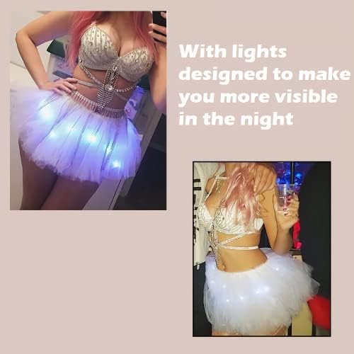 חצאית טוטו למבוגרים, חצאית טול טוטו לנשים עם LED ניאון 5 שכבות חצאיות בלט טול לריקוד המסיבות