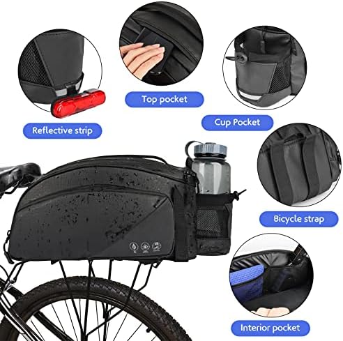 אופניים מתלה תיק 12 ליטר אופני תא מטען רעיוני אחורי תיק עמיד למים אופניים אוכף סלים עם רצועת כתף אופניים אחורי תיק