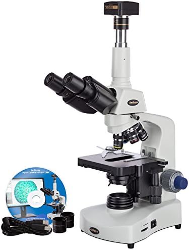 מיקרוסקופ תרכובת טרינוקולרית דיגיטלית של אמסקופ ט340 ב-10 מ ' סידנטופף, הגדלה פי 40-2000, ברייטפילד, עיניות
