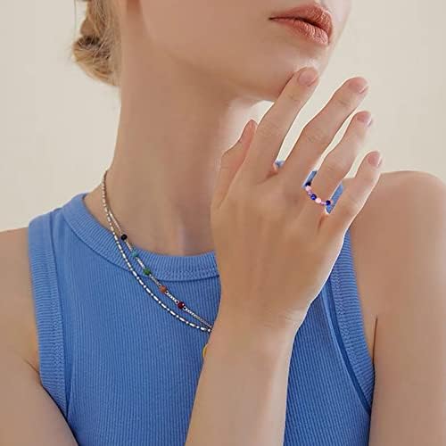 טבעות יסטו לנשים גודל טבעת אבן טבעית מתכווננת תכשיטי אופנה פשוטים עם כרטיס מזל טוב