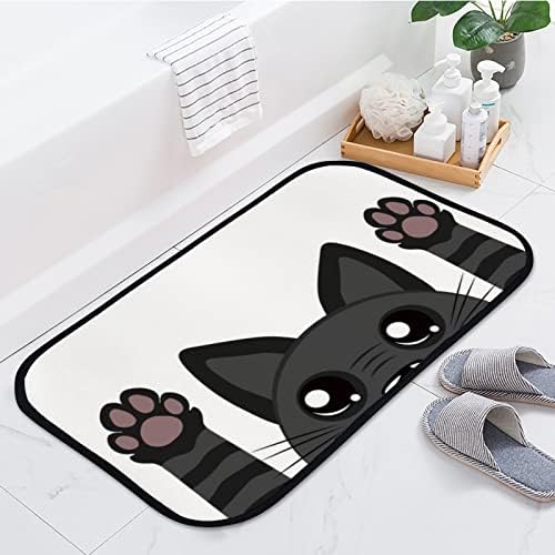 רצפת דלת מחצלות אמבטיה שטיחים חמוד שחור חתול סופר מפנק אמבטיה שטיח החלקה סופג לכניסה מקורה חיצוני 23. 6 על 15.7 אינץ