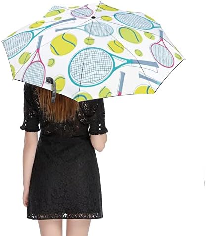 מטריית נסיעות בדוגמת טניס אטומה לרוח 3 קפלים מטרייה מתקפלת אוטומטית לגברים נשים