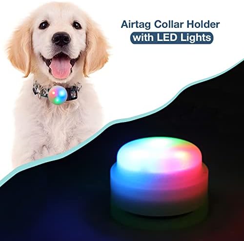 מחזיק תגי אוויר לווילאזון לצווארון כלבים עם אור LED, מחזיק צווארון כלבים לתג אוויר תפוח עם אור כלב, חבילה אחת: ירוק זוהר,