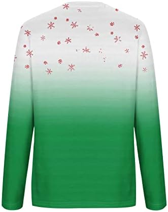 חג המולד ארוך שרוול חולצה לנשים צוות צוואר שיפוע חולצות מקרית רופף למתוח קומפי חג המולד בסוודרים בסיסי חולצות