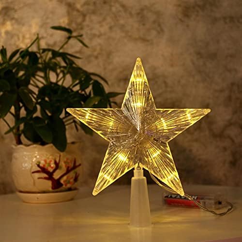עץ חג המולד של קוזלה אור עליון הוביל זוהר כוכב אור פנטגרם כוכב אור קופסת סוללה קופסת סוללה קישוט אורות עץ חג המולד דגם לבן