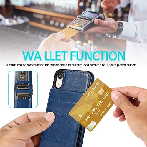 ארנק מקרה עם כרטיס אשראי מחזיק עבור נשים גברים עור מפוצל ארנק מקרה לאייפון 6.1 אינץ