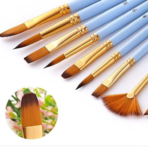 N/A 12 מברשות צבע משובחות הגדרת סגנון שיער ניילון בגדלים שונים של אמן צבעי מים שמן אקרילי עט עט