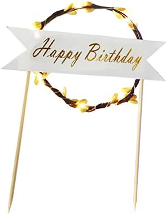 PartyKindom עוגת יום הולדת רומנטית טופר הוביל קישוטי מסיבות דגל של רטן גרלנד ליום הולדת