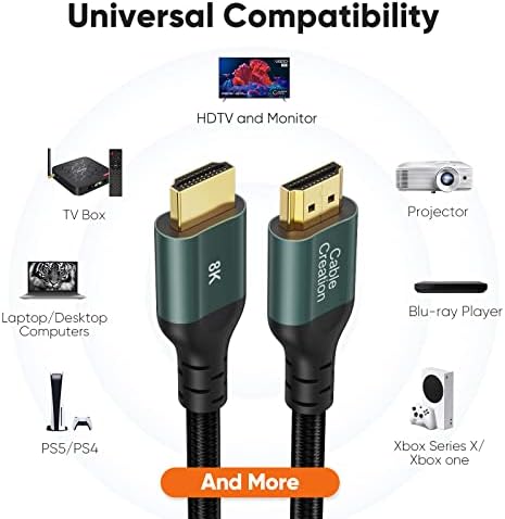 כבל HDMI 6.6ft צרור ירוק עם כבל אפור כהה בגודל 6.6ft HDMI 2.1