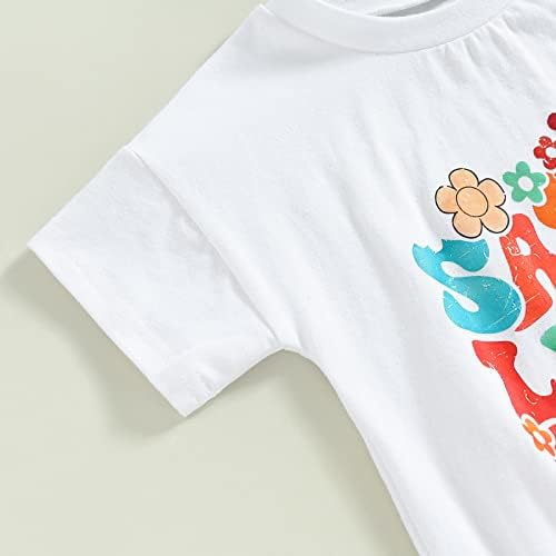תינוקת תינוקת תינוקת תינוקת קצרה שרוול רומפר מכתב בגד גוף פרחוני בגדי קיץ תלבושות חתיכה אחת