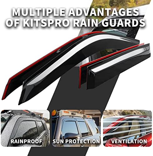 שומרי גשם של חלון Kitspro שומרי גשם לשנים 2011-2021 ג'יפ גרנד צ'רוקי, 2.0 ממ אטום עמיד לעשן כהה מגנימי חלון