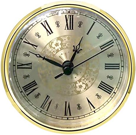 Hillhome Mini Clock הכנס 4.3 אינץ 'עגול קוורץ שעון מתאים תנועה שעון מיניאטורה חוג זהב טון זהב טון מספרים רומאים, חור בקוטר