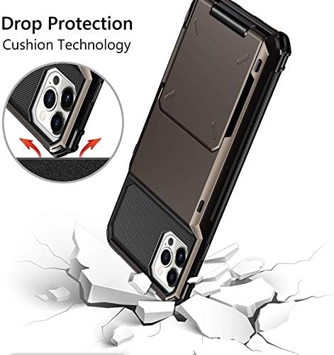 Vofolen תואם ל- iPhone 12 Pro Max Case 5G ארנק 4 קלוט חריץ מחזיק כרטיס אשראי הפוך כיס נסתר שכבה כפולה היברידית היברידית
