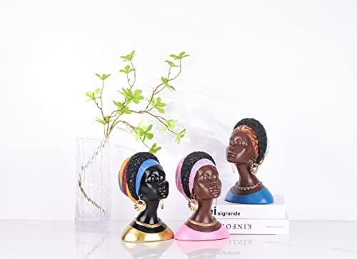 פסלים ופסלים אפריקאים של Wubianjie, פסלי חזה אפרו -אמריקאים, פסלי שרף יצירתיים למדף שולחן קפה בסלון על חדר סלון על קישוט
