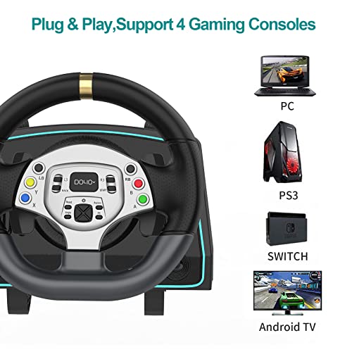 גלגל מירוץ מחשב NBCP עם מצמד ומחלף, G30 CAR SIM 1080 ° משחק גלגל מירוץ למשחקים למחשב, PS3, Switch, Android