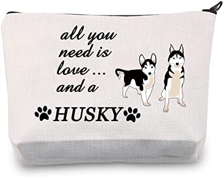 תיק איפור איפור כלבים של CMNIM HUSKY תיק קוסמטי צרוד מתנות אסקי לאוהבי האסקי מתנות לבעלים האסקי כל מה שאתה צריך זה אהבה