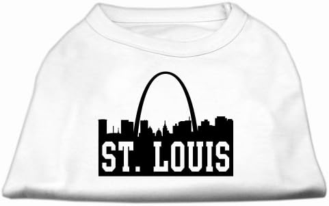 St. Louis Skyline Scrprint חולצת כלבים לבנה LG