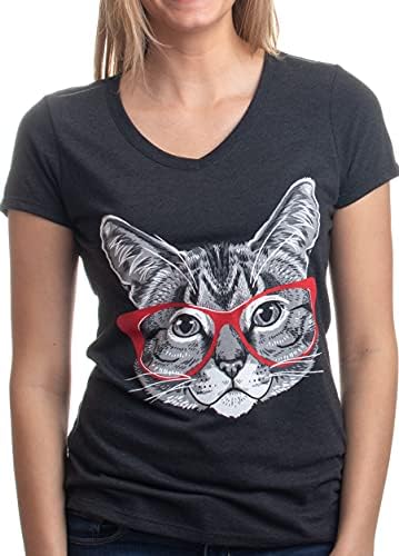 אדום לינדה משקפיים חתול / חצוף מצחיק קיטי בלצ ' ר חמוד עם צווארון חולצה לנשים