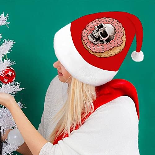 גולגולת סופגנייה חג המולד כובע סנטה קלאוס כובעי קצר קטיפה עם לבן חפתים לגברים נשים חג המולד חג מסיבת קישוטים