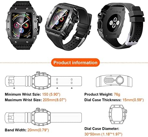KAPPDE DIY Metal Watch Case+רצועה לשעון 44 ממ 3in1 להקת צפייה בסיליקון לסדרת I-Watch SE 7 6 5 4 אביזרי ערכת שינוי