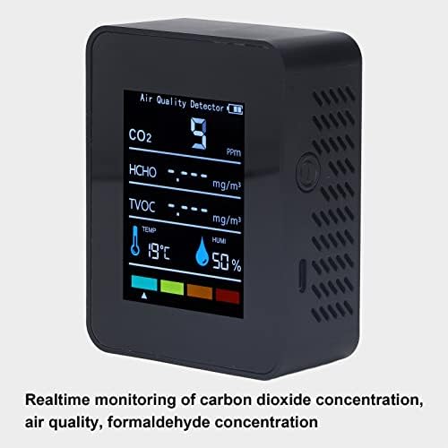 גלאי פחמן דו חמצני של Oumefar, CO2 TVOC HCHO צג מד תצוגה מדויקת תצוגה מדויקת LCD ABS ABS יציבה בזמן אמת זיהוי לכלי מעבדות