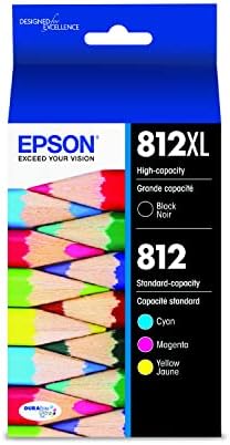 Epson T812 Durabrite Ultra INK קיבולת גבוהה קיבולת שחורה וסטנדרטית מחסנית צבע משולבת