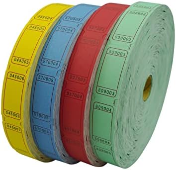 דנב 8 צבע סט של 2000 יחידות 2 איקס 1 אינץ יחיד רול ריק הגרלה כרטיסים, ורוד / אדום / לבן / ירוק / כחול / צהוב / כתום / סגול