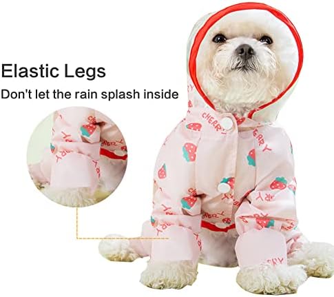 MITILI כלב חמוד כלב מעיל גשם עם ארבע רגליים עם ארבע רגליים, כל כלול עם כובע, ז'קט גשם אטום למים עם רצועת