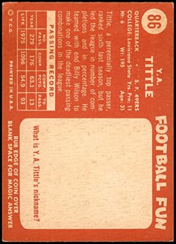 1958 Topps 86 Y.A. Tittle San Francisco 49ers לשעבר 49ers