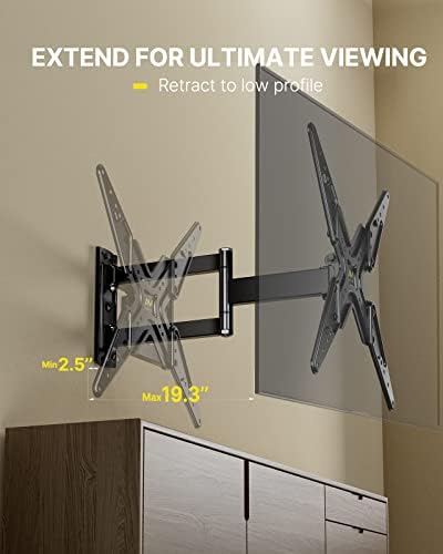 AM Alphamount TV Wall Mount Mount Full Motion עבור רוב הטלוויזיות 26-60 אינץ 'עד 70 קילוגרמים Max Vesa 400x400 ממ; תנועה