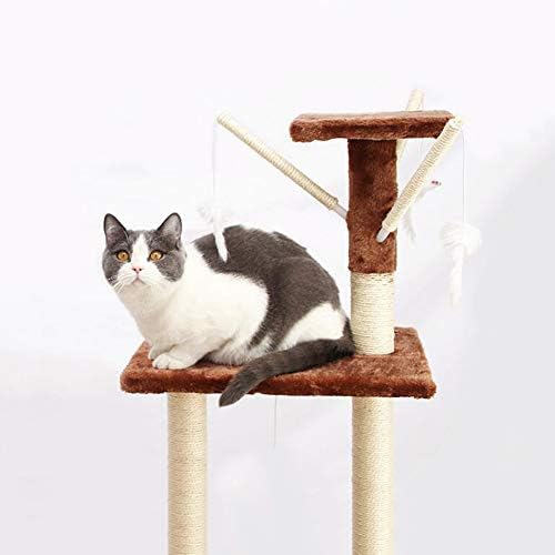 חתול עץ חתול מגדל דירה, חתול טיפוס מגדל עם סיסל-מכוסה מגרד הודעות, לשחק בית, מוטות פלטפורמת חתול צעצוע, כחול