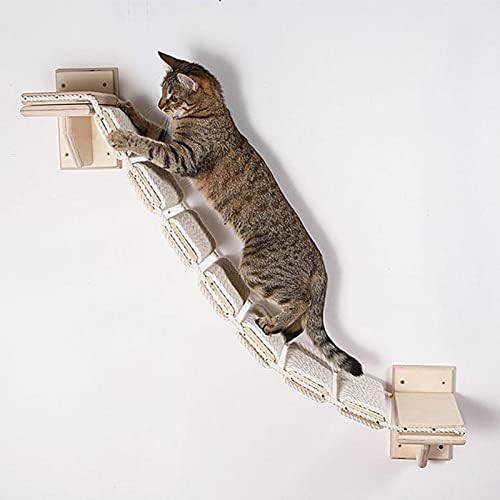 חתול גשרים טיפוס מסגרת עץ ערסל גשר מדרגות חתול חבל גשר קיר הר טיפוס צעד עבור חתלתול, בינוני וגדול חתולים רובצים