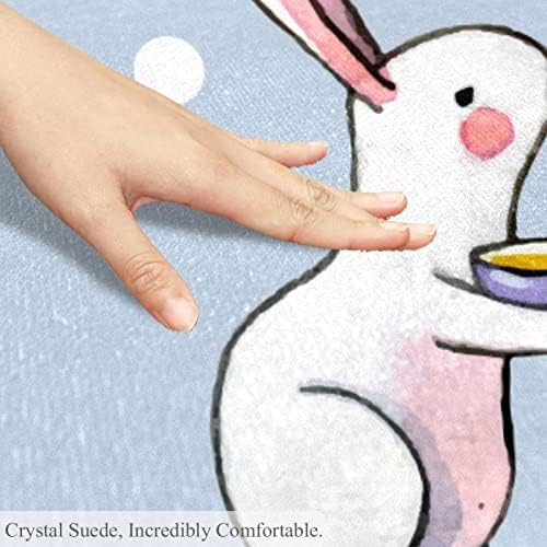 Llnsupply ילדים שטיח 5 רגל שטיחים באזור עגול גדול לבנות בנים תינוקת - ארנב צבעי מים לבן משחק נקודות אכילה, עיצוב בית מתקפל במשחק