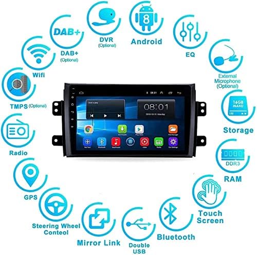 סטריאו AutonAvigation 9 אינץ '2.5D HD מסך מגע עבור S.Uzuki SX4 2006-, Bluetooth/FM/GPS/Control Control/Connection Contre