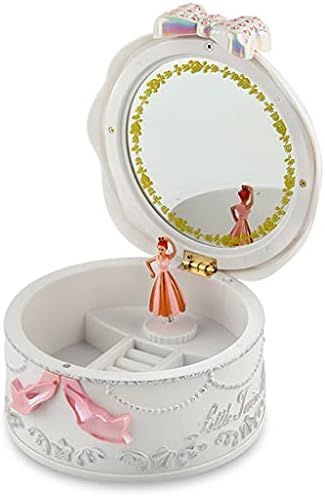 XJJZS בנות קופסאות תכשיטים מוזיקליות מסתובבות מתנות למוזיקה גרמופון בימי יום (צבע: לבן, גודל