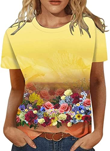 קצר שרוול 2023 בגדי אופנה צווארון עגול כותנה גרפי בראנץ ' רופף בכושר למעלה חולצה עבור נשים טי קיץ סתיו ליידי