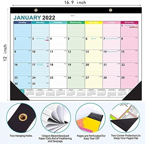 לוח השנה של Angellially 2022, 18 לוח שולחן גדול חודשי ינואר 2022 - יוני 2023, 17 אינץ 'x 12 אינץ', בלוקים גדולים