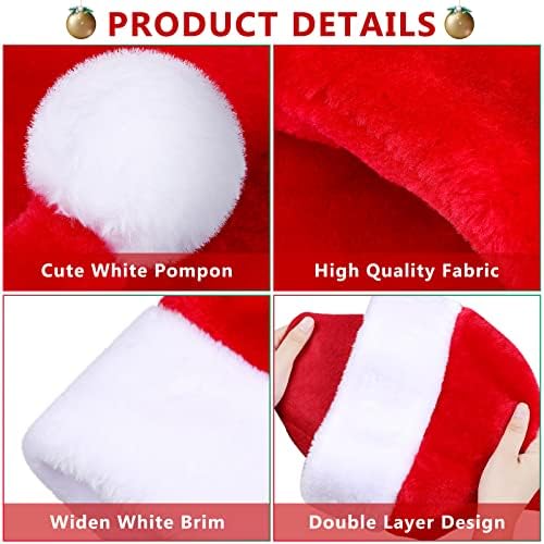 2 מארז כובע חג המולד מואר עם אורות לד לעבות כובע סנטה קטיפה עם כובעי חג המולד קטיפה רכים