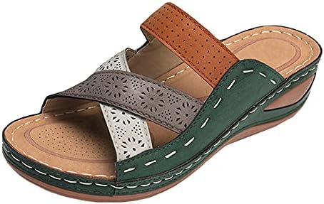 סנדלי טריז נשים נוחות פלטפורמת עור רכה נוחה נעליים רומיות קיץ חיצוני בוהן פתוחה סנדל שקופיות צולבות