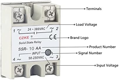 ממסר מצב מוצק של AMSH SSR 10AA 25AA 40AA בקרת AC AC מעטפת לבנה שלב יחיד ללא כיסוי פלסטיק כניסה AC 90-250V