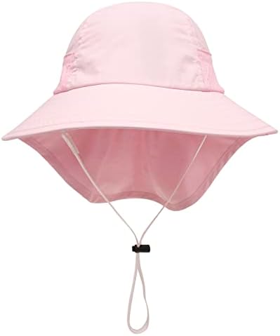 כובע הגנה מפני הגנה מפני צ'ונג לתינוקות פעוט בקיץ מתכוונן UPF 50+ רחב שוליים דש צוואר חוף כובעים בנים בנים 1-7 שנים