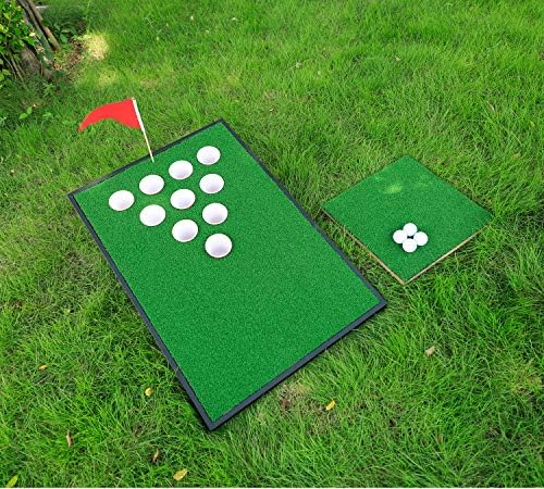 משחק משחק גולף של גולף גולף משחק משולב פונג משולב, לוחות משחק של חצר צ'יפינג עם מחצלות סדוק וכדורי גולף לדלת תאורה, מתנה